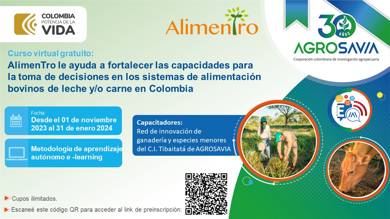 Invitación Curso Virtual Alimentro AGROSAVIA