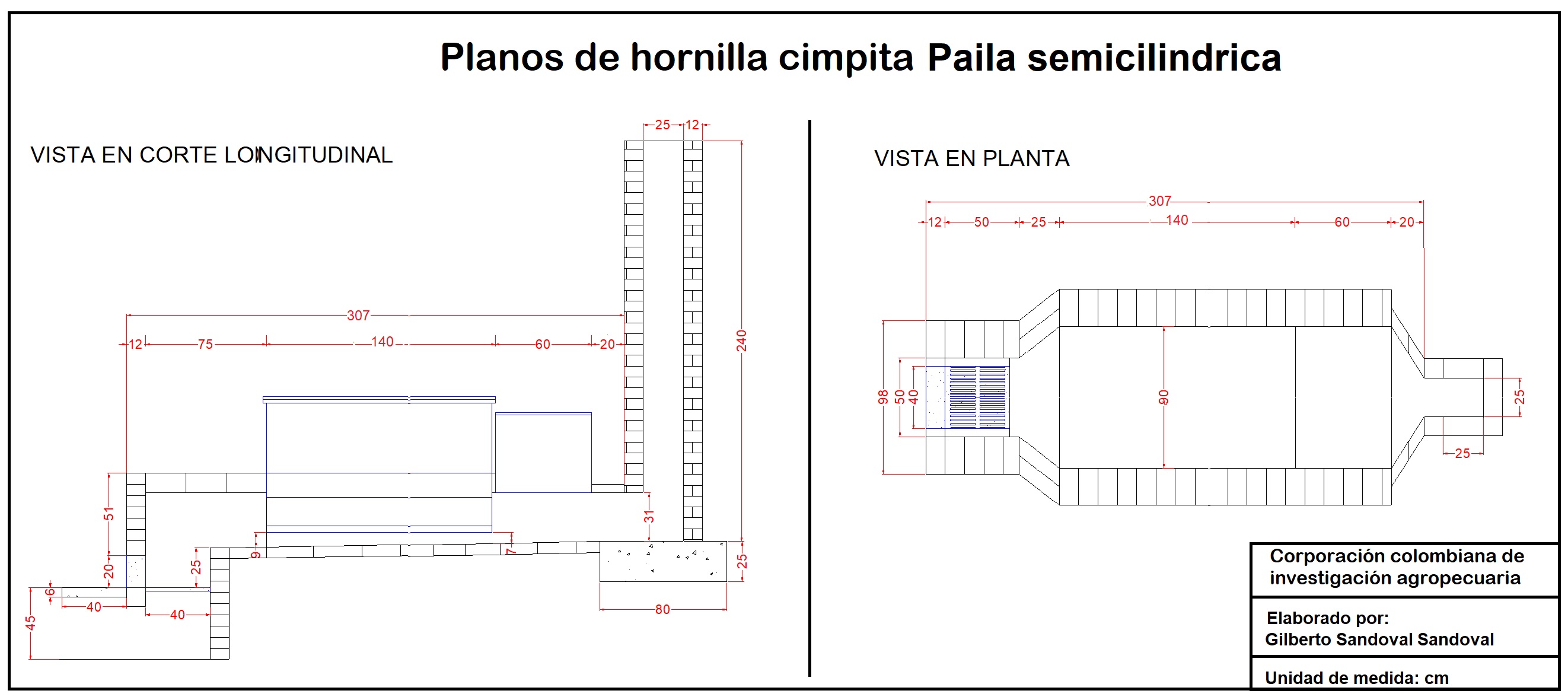 Planos Hornilla Cimpita Semicilindrica