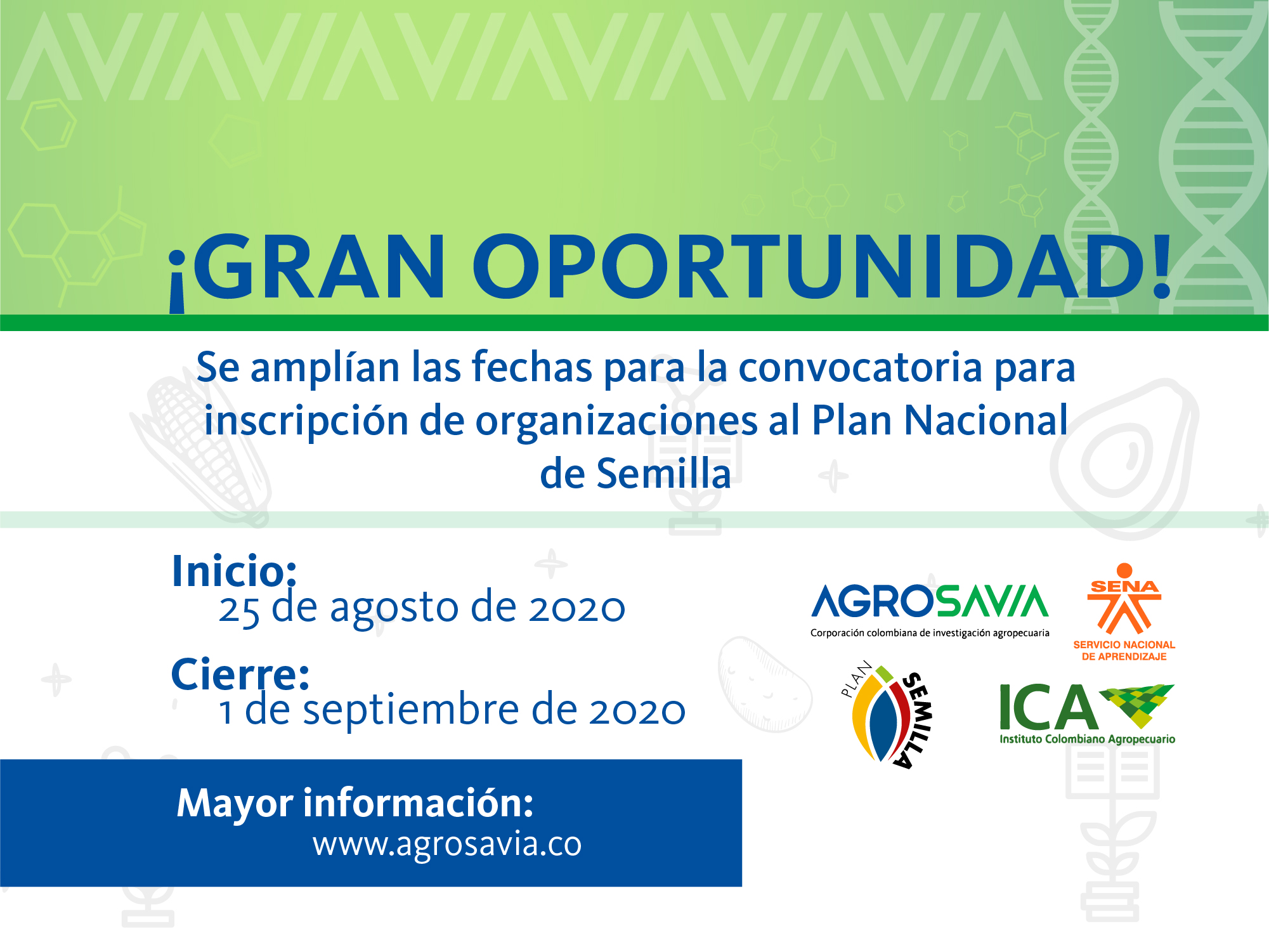 Plan Nacional de Semillas mantiene abierta convocatoria para registro de organizaciones de productores